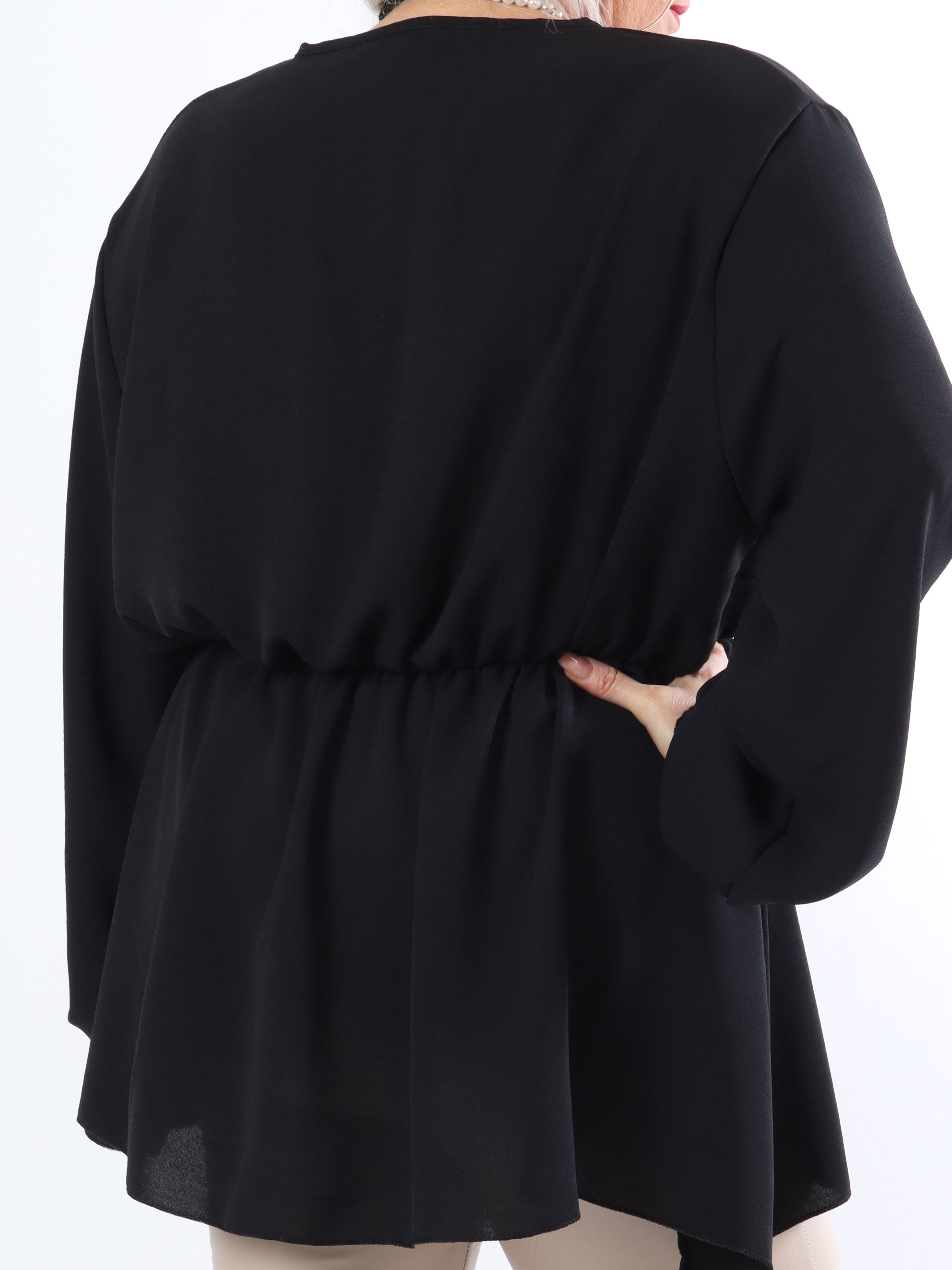 Hermina long sleeve - Sød plus size bluse med elastik i taljen